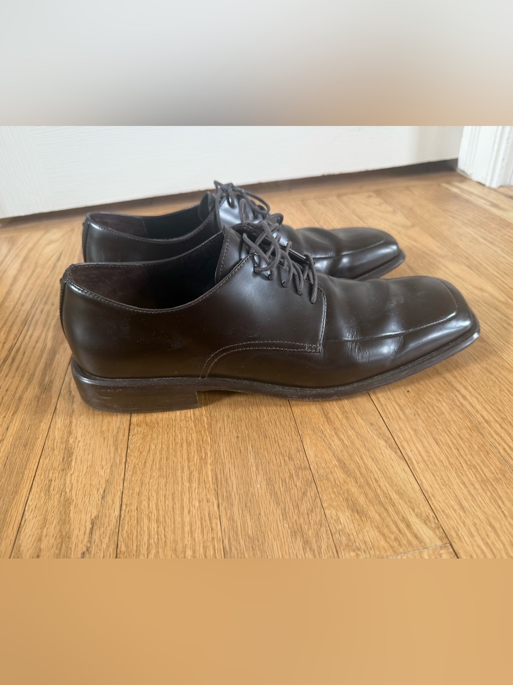 Via Spiga Mens Silvio Oxford Shoes Brown Square Toe Lace Up Leather 10 M
